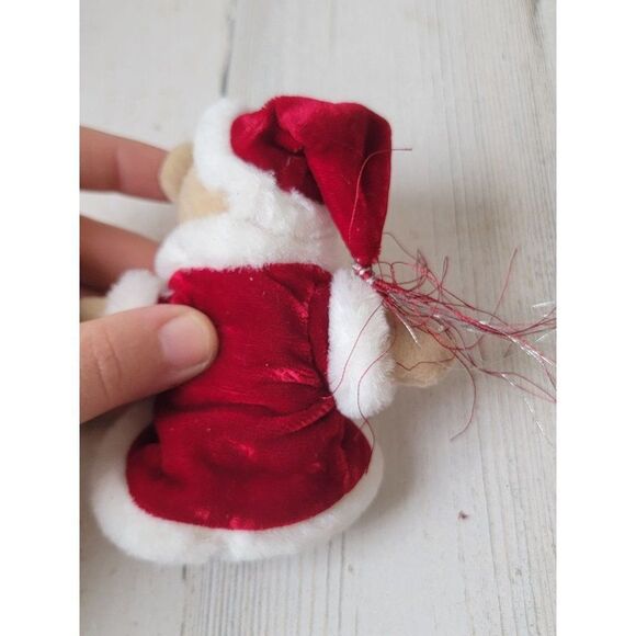 Mini red Santa Claus bear plush stuffed animal toy figure - Picture 5 of 7